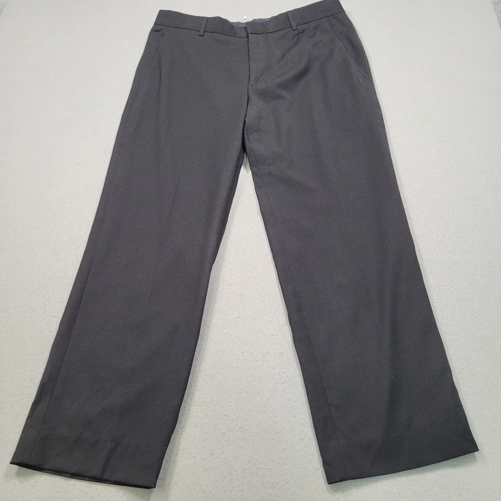 Banana Republic Mens 36x30 Straight Fit 100% Wool Dress Pants Black RN 54023